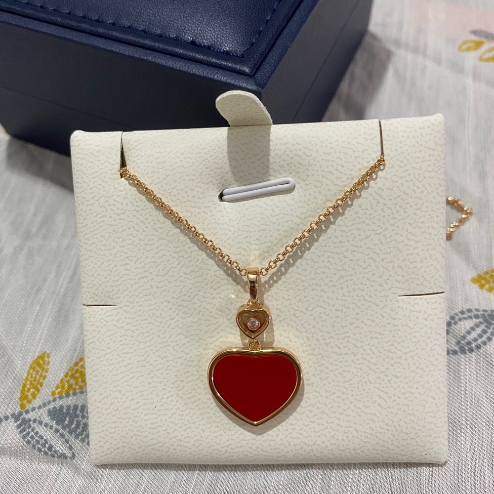 Chopard Gold-tone Red Heart Pendant Necklace - Unbranded